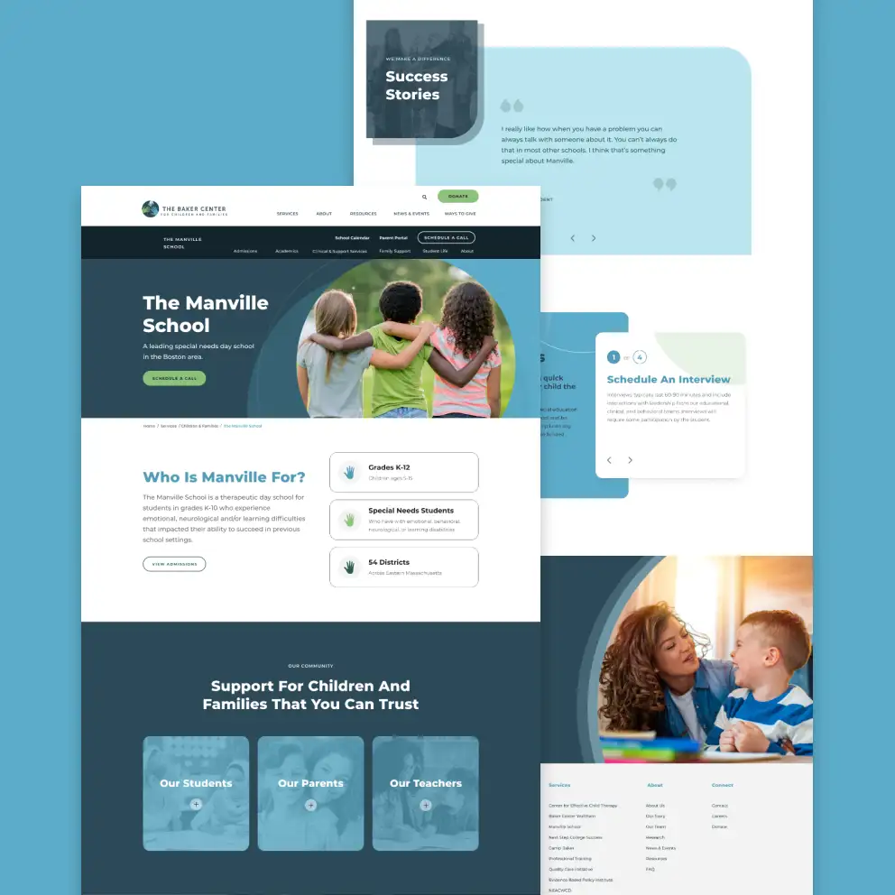Baker Center webpage layouts