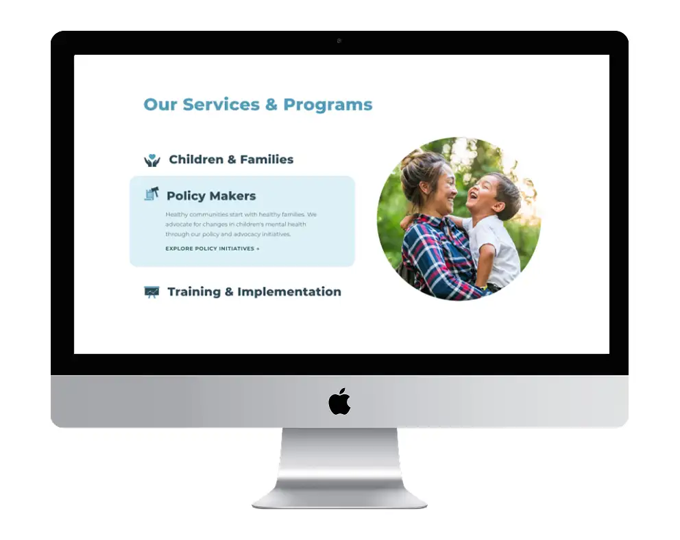 Baker Center website on iMac desktop