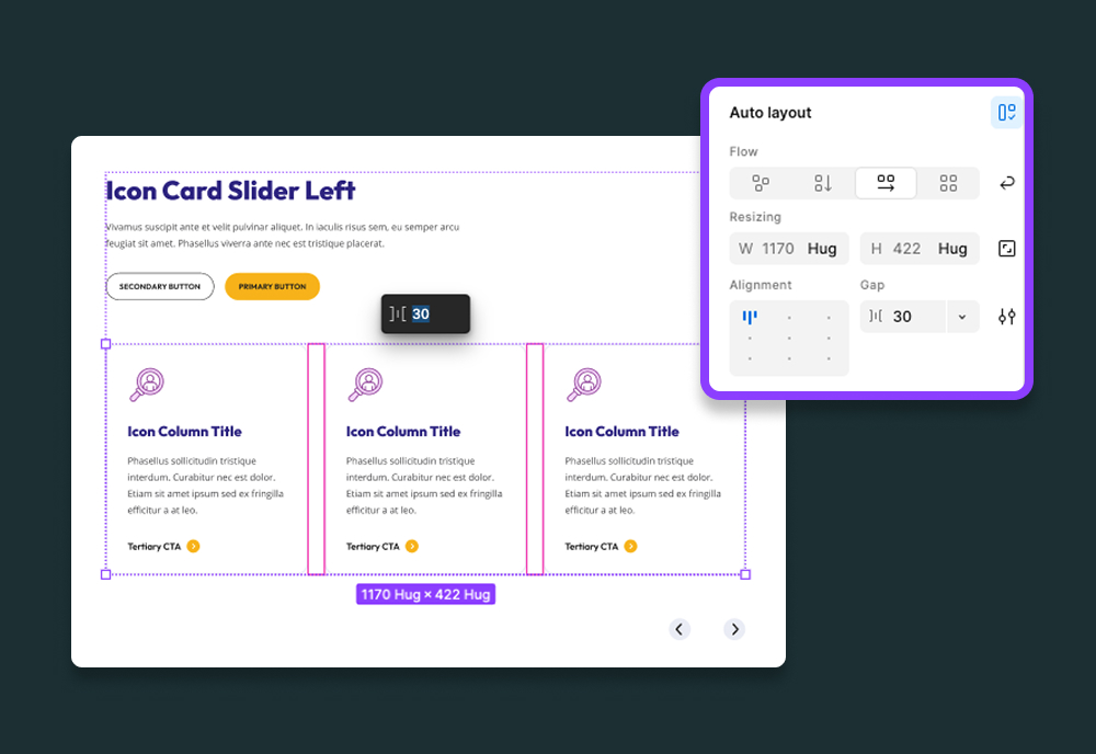 User interface view of auto layout in a Figma file
