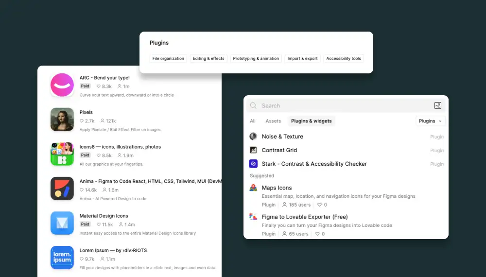 Figma Plugin pop up menus