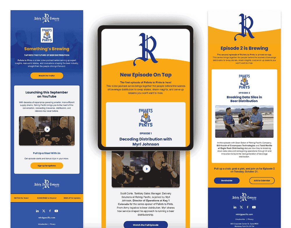 Pallets to Pints Email Mockups