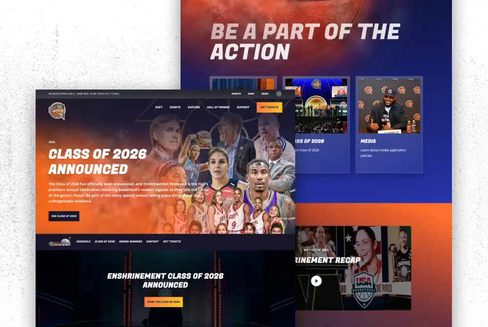 Hall of Fame Enshrinement web page